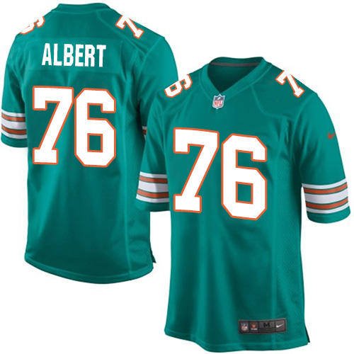 Youth Game Branden Albert Nike Jersey Aqua Green Alternate - #76 NFL Miami Dolphins